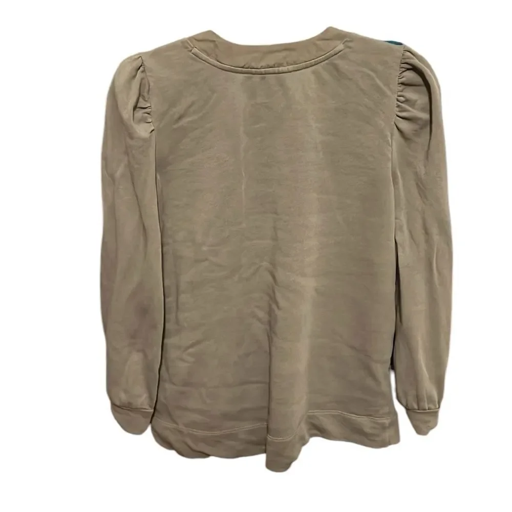 Sz S Loft Lightweight Puff Sleeve Sweatshirt W Faux Buttons 20.5“ P2p